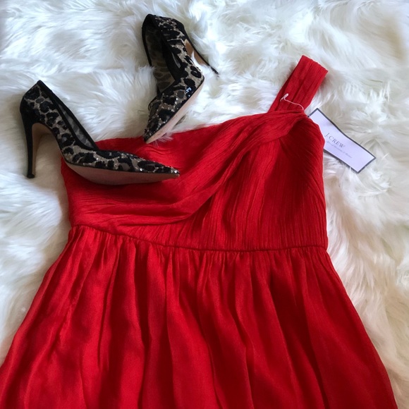J. Crew Dresses Nwt J Crew Lucienne Red Chiffon Formal Dress Poshmark